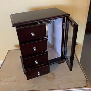 Wooden Jewlery Box with Mirror 10"